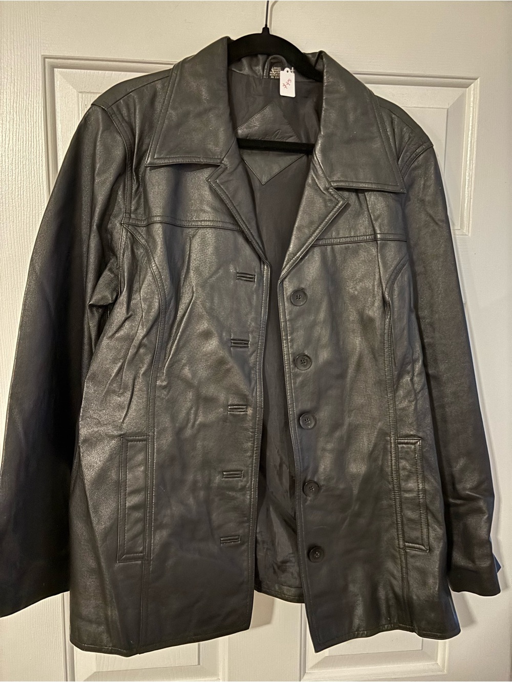 Vintage 80s Jacqueline Ferrar Black Leather Jacket - Classic Button Front